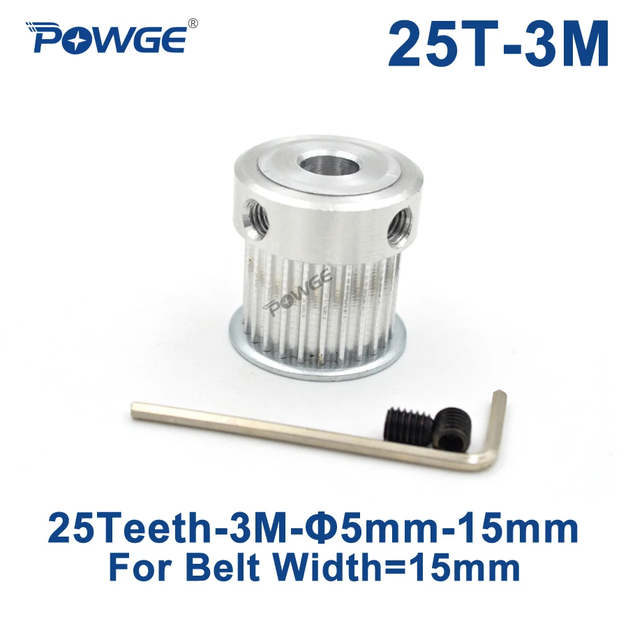 POWGE 25 Teeth HTD 3M Synchronous Pulley Bore 5/6/6.35/7/8/10/12/14/15mm for Width 15mm 3M Timing belt HTD3M pulley 25Teeth 25T