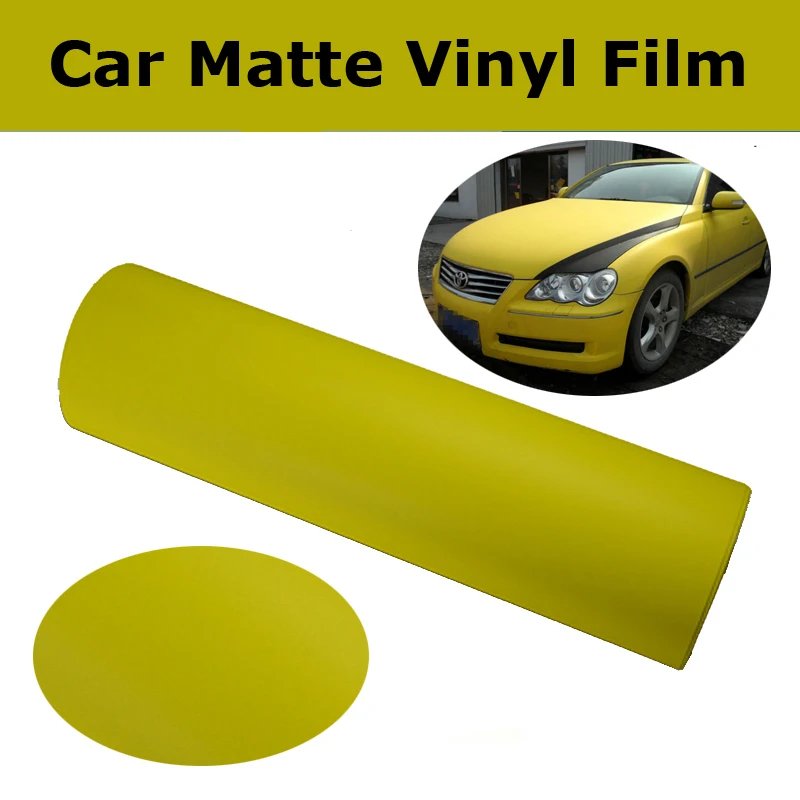 

Yellow Matte Vinyl Wrap Film With Air Bubble Free Matt Yellow Car Wrap Sticker Self adhesive Vinyl Graphic size 1.52x30m/Roll