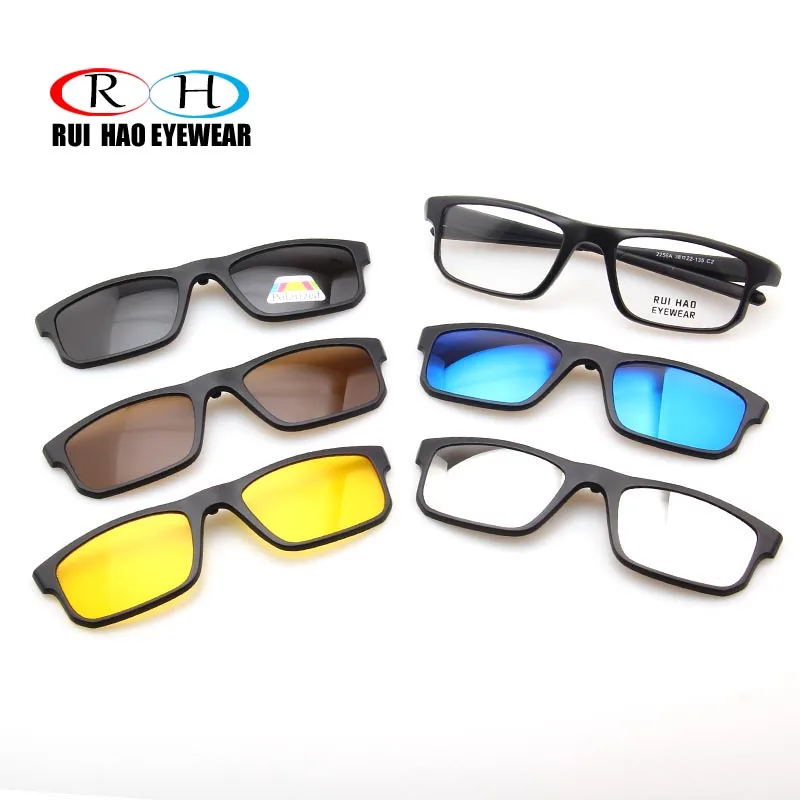 TR90 Eyeglasses Frame and 5 Clip n Sunglasses Optical Prescription Glasses Frames Men Women Leisure Eyewear Frame