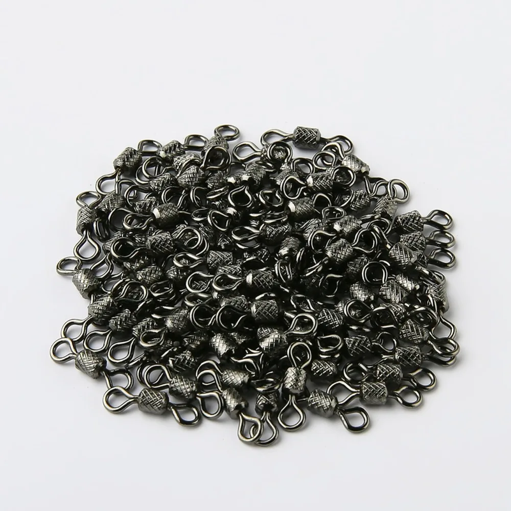 50pcs 1Box Fishing Swivels Ball Bearing Swivel With Safety Snap Solid Rings Rolling Swivel Carp Fishing Accessories