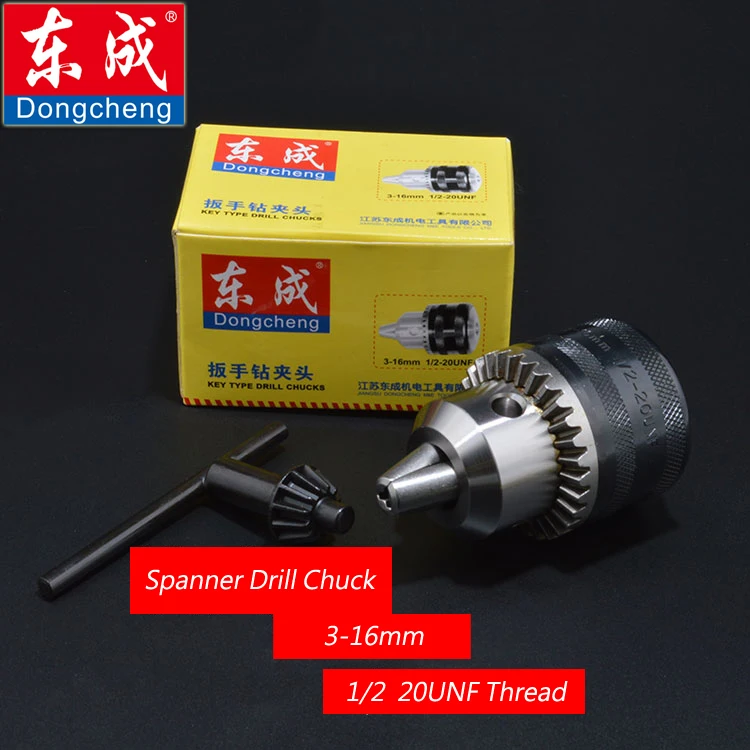 Spanner Drill Chuck 16mm Iron Chuck For Electric Drill Max. Capacity 3-16mm, Bore Diameter 1/2, Thread 20UNF