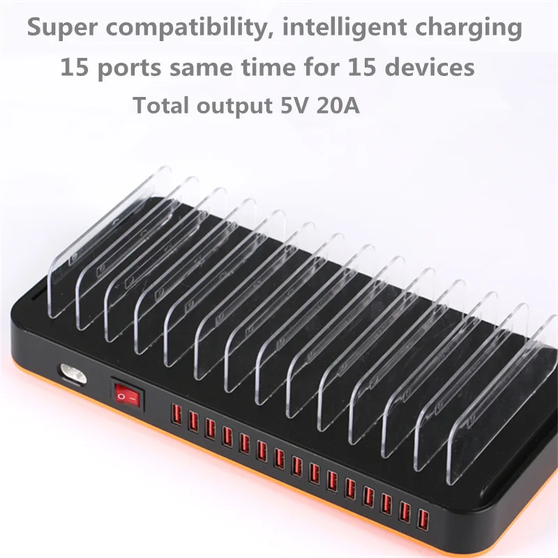 Go2linK 15-Ports Desktop Charging 3.5A Max Multi Quick USB Charger Dock Station