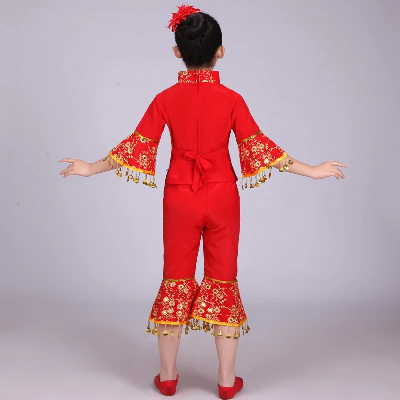 Songyuexia Chinese Folk Dance Costume Children Han Ethnic National Dance Clothing Children Girls Classical Dance Children dance