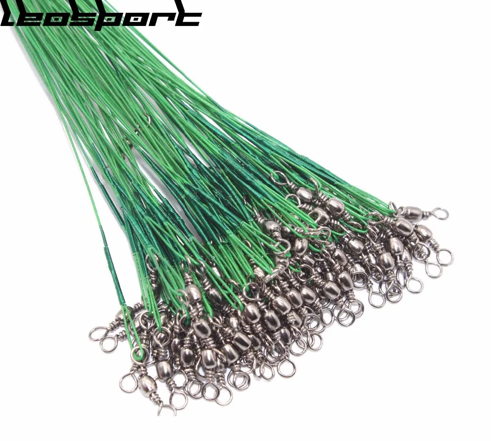 20PCS Anti Bite Steel Fishing Line 15cm-30cm Steel Wire Leader With Swivel Fishing Accessory Fishing Wire Olta Leadcore Leash