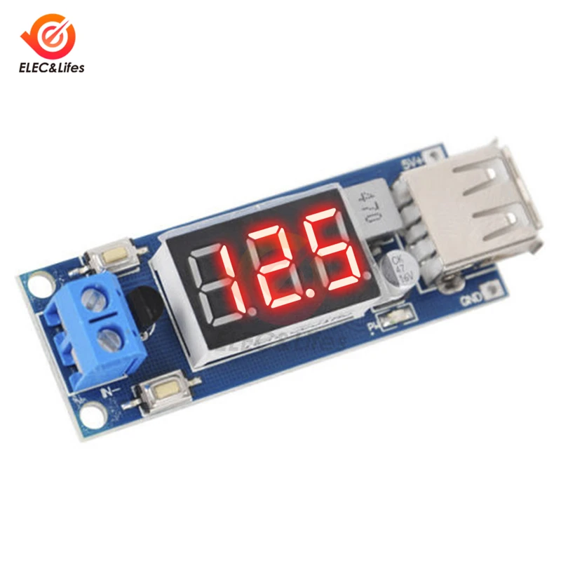 DC-DC 4.5V-40V to 5V 2A Step Down Module digital Voltmeter 5 V USB Charger Power Supply module