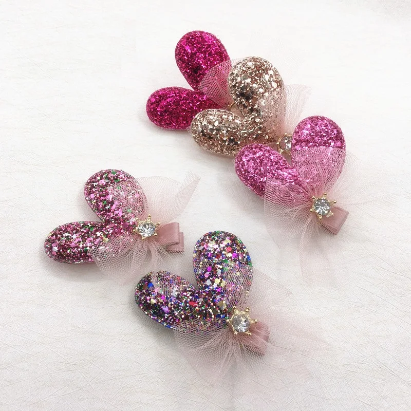 

20pcs Fashion Cute Glitter Heart Hairpins Solid Gemstone Lace Bow Hair Clips Princess Headwear Fashion Hair Accessories