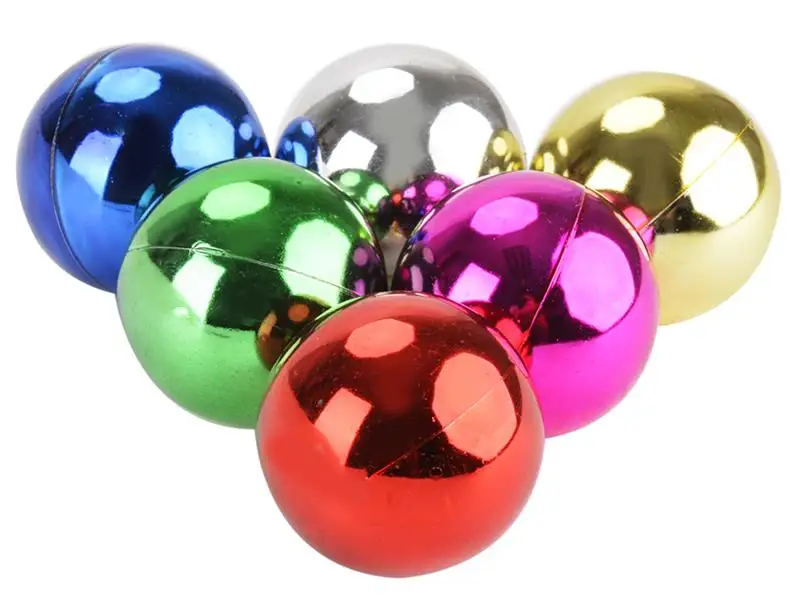 FunPa 6-Pack 1.97 Inch Colorful Plating Christmas Balls With Hanging Cord Christmas Ornament Balls For Party Decor Random Color