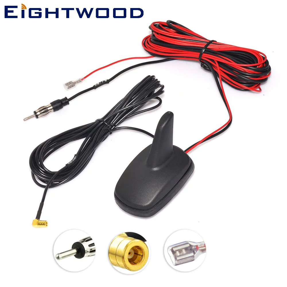 

Eightwood Car DAB+FM Radio Antenna Shark Fin Roof Mount Aerial with Amplifier SMB Connector for Blaupunkt JVC Kenwood Pioneer