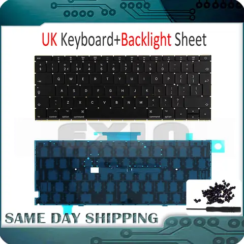 New Laptop A1534 UK Keyboard w/ Backlight Backlit +Screws for Macbook 12" A1534 UK English Keyboard 2015 2016 2017 Year