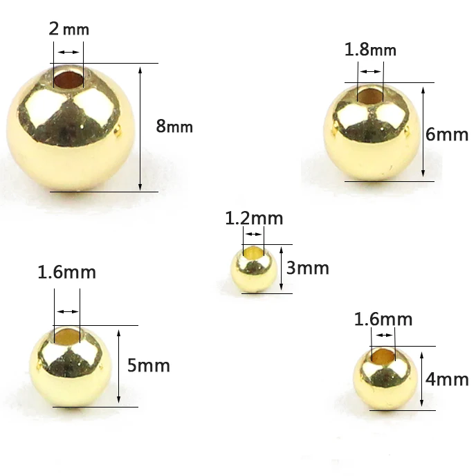 Copper Spacer Beads Ball Gold Color /black 4 Color 3/4/5/6/8MM Metal Round Loose Beads For Jewelry Bracelet Making DIY Findings