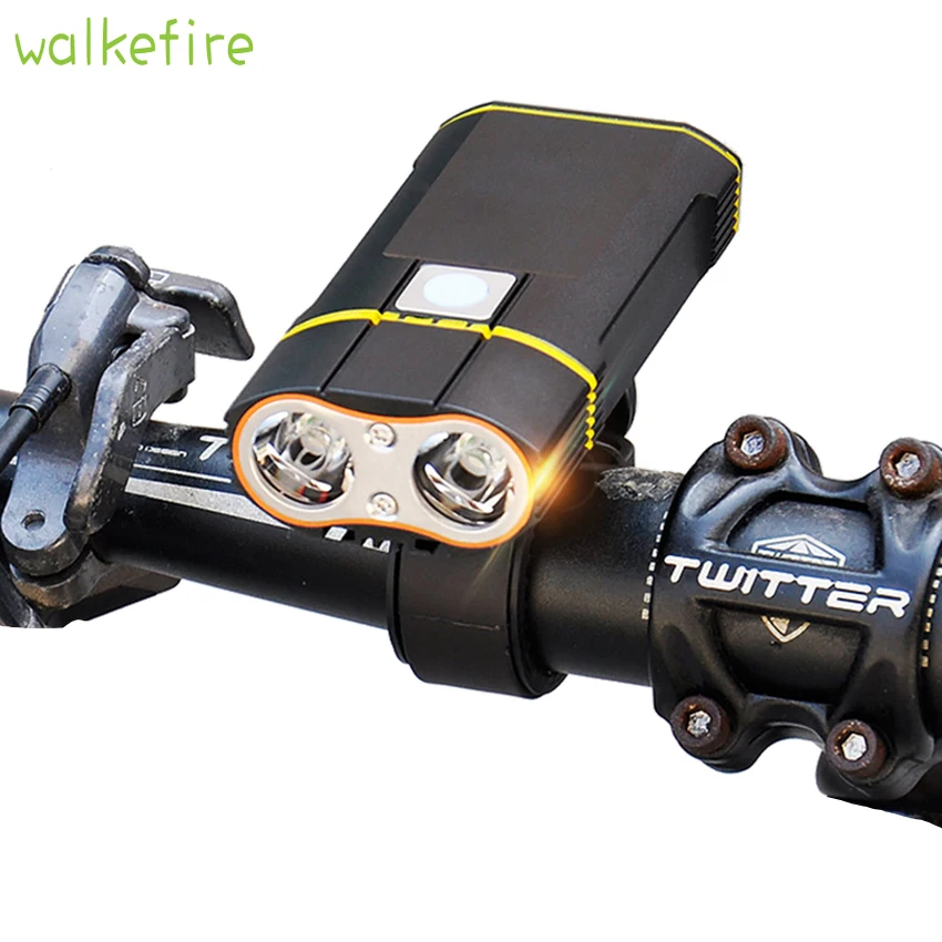 Walkfire 360 degree Bicycle USB Recharge Light 2 Bulb Cycling Riding Flashlight Waterproof Bike Headlight Front Lamp Accessories