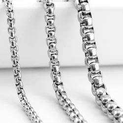 Stainless Steel Halskette Male Collier Box Chain Necklace for Men Women 3/4/5mm Square Rolo Chains Shiny necklaces