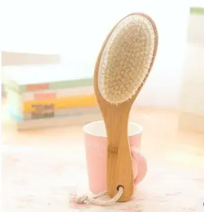 

Full Body Natural Bristle Middle Long Handle Wood Wooden Shower Dry Skin Exfoliation Bath Brush Massager Back Spa Scrubber