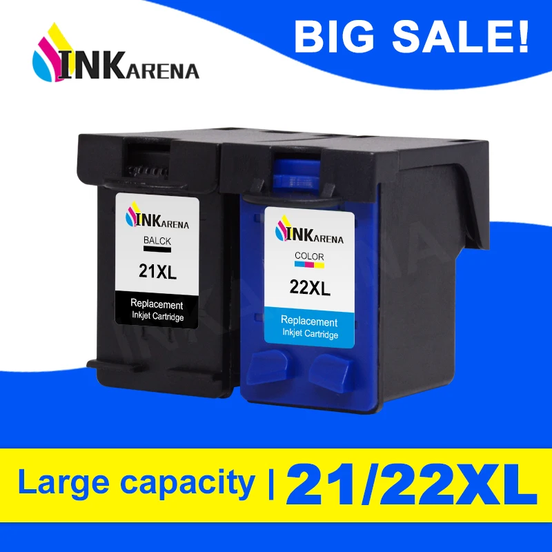 INKARENA 21 22XL Refilled Ink Cartridge Replacement for HP 21 22 Cartridge Deskjet 3915 3920 D1320 F2100 F2280 F4180 Printer Ink