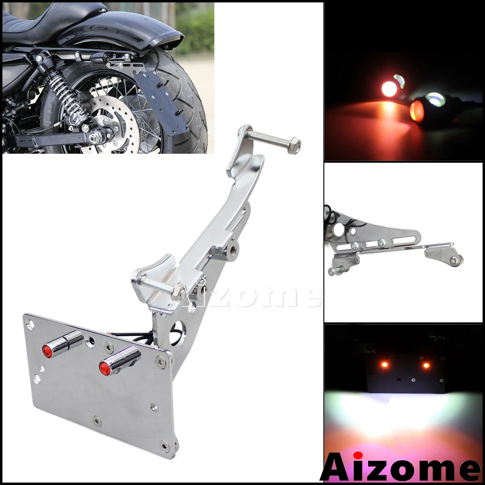 

4" X 7" Number Plate Holder For Harley Sportster XL883 XL1200 48 72 Iron 883 2017 Side Mount License Plate Frame w/ Tail Light