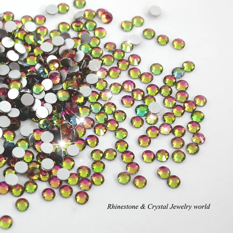 SS4-SS30 Rainbow (1.5-6.5mm) Flat Back Nail Art decorations Stone Non HotFix Glue on Rhinestones for garment jewelry