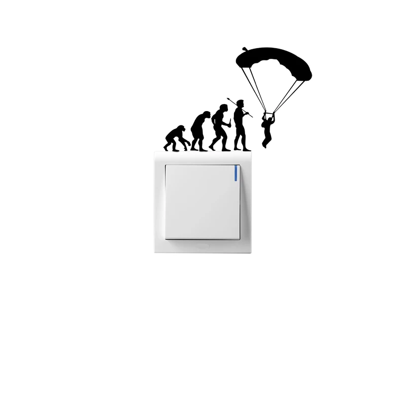 Skydiving Parachute Funny Sport Switch Sticker Vinyl Wall Home Decor Decal 5WS0094