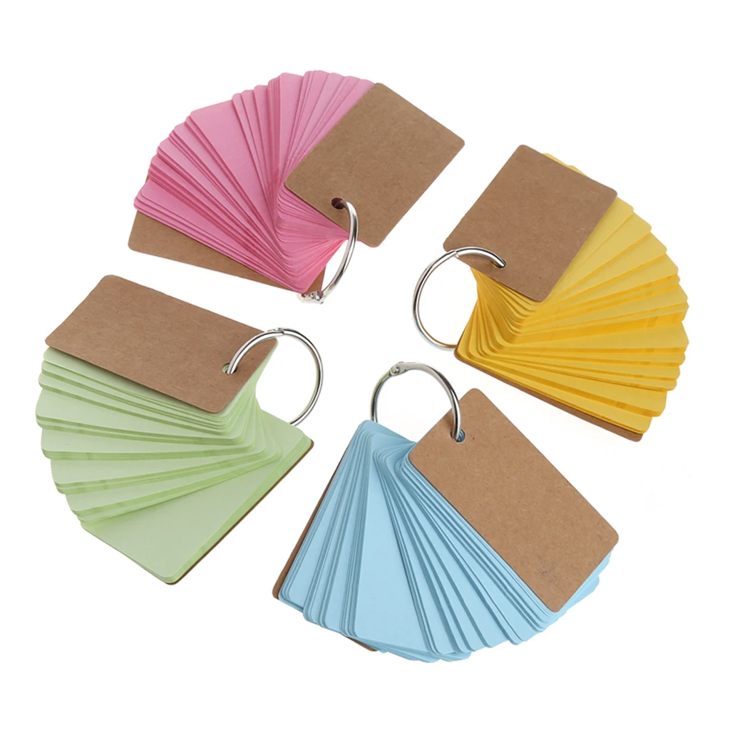 Kraft Paper Binder Ring Easy Flip Flash Cards Study Memo Pads DIY Stationery