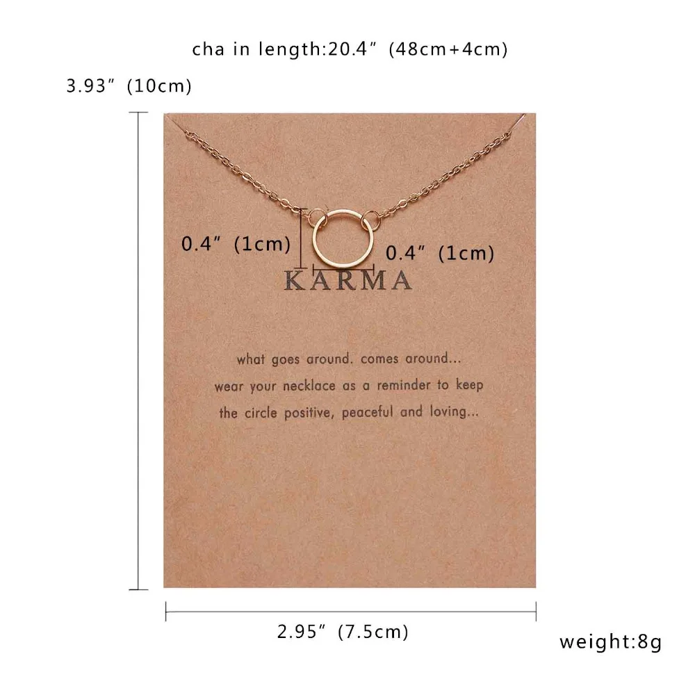 Rinhoo Karma Double Chain Circle Necklace Gold-Color Pendant Necklaces Fashion Clavicle Chains Statement Necklace Women Jewelry