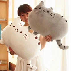 40*30cm Kawaii Cat Pillow With Zipper Only Skin Without PP Cotton Biscuits Plush Animal Doll Toys Big Cushion Cover Peluche Gift