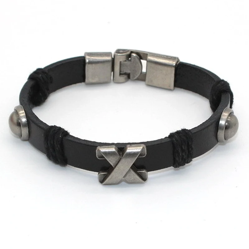 XiongHang 2019 Punk Men Rock Leather Bracelets Cross For Boy Cuff Bracelet Vintage Friendship Bracelets Man's Gift