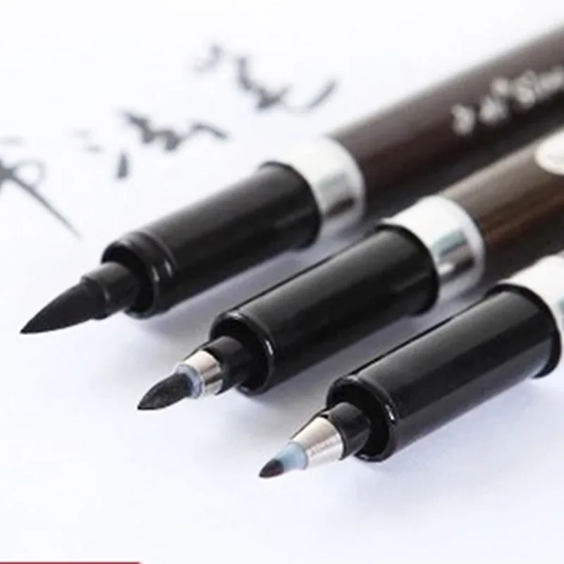 

3 pcs/lot Calligraphy Pen Japan Material Brush Signature Chinese Words Learning Stationery Art Marker Pen School office Supplies