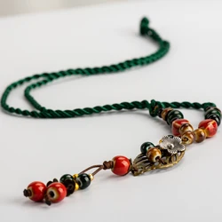 Jingdezhen Hankd-made Ceramic beads Memorial necklaces Tassel necklaces traditional boondoggle Necklaces #IY365