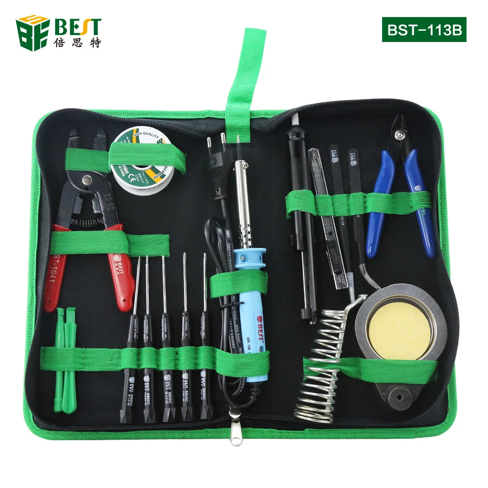 

BST-113B 16pcs Multi-function Opening Pry Repair Tool set cell phone repair screwdriver set Electric Soldering Iron Tool Kit set