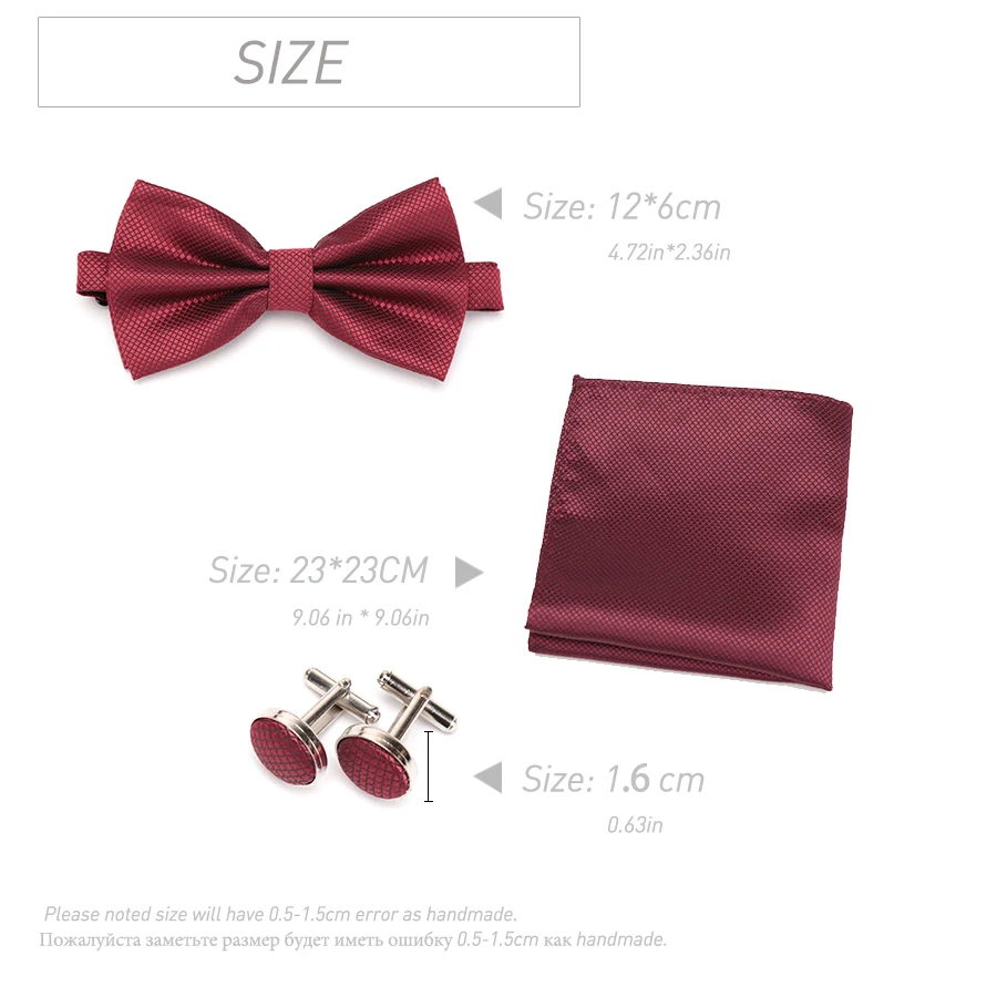 Mens Dasi Set Dasi Kupu-kupu Dasi Manset Fashion Butterfly Pesta Pernikahan Dasi untuk Pria Gadis Permen Warna Solid Ikatan Simpul Grosir