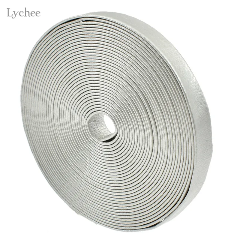 Lychee Life 5m Solid Color PU Leather Ribbon DIY Handmade Chocker Necklace Material Apparel Sewing Crafts Accessories