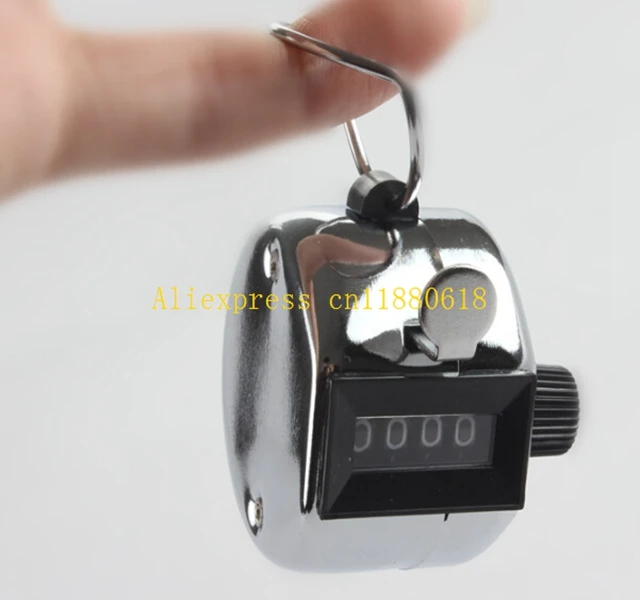 480pcs/lot Free Shipping Wholesale Metal Hand Tally Click Counter with 4 Digital Number Finger Display Silver