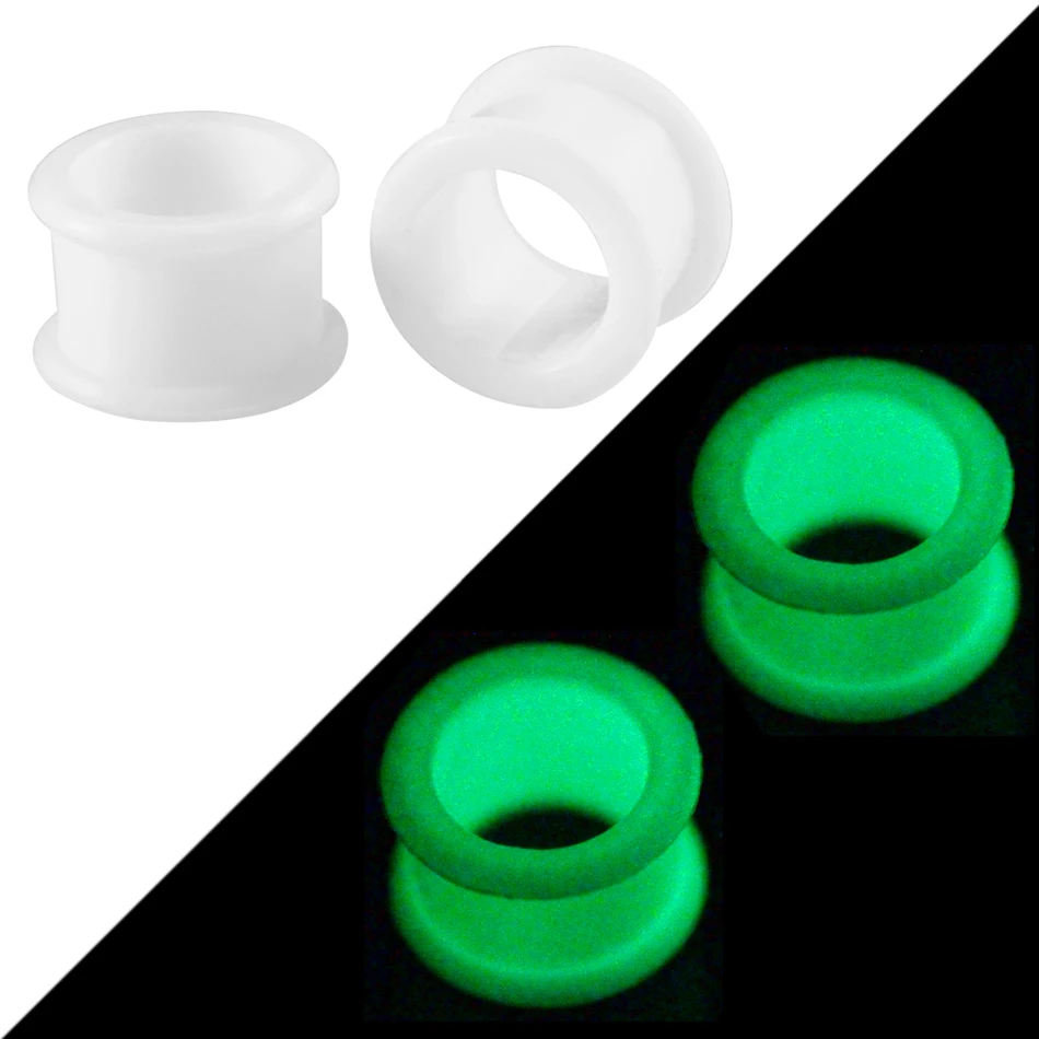 2Pcs Glow In The Dark Silicone Ear Plugs And Tunnels Piercing Expander Piercing Tunnel Ear Tunnels Stretchers Plug Ear Gauges