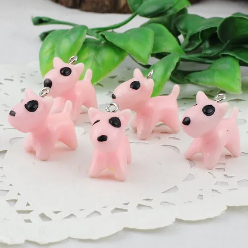 Fashion Resin Cute Animal Dog Pendants Charms For Children Jewelry Necklace Earrings DIY Making Accessories 23x10mm 20pcs K00394