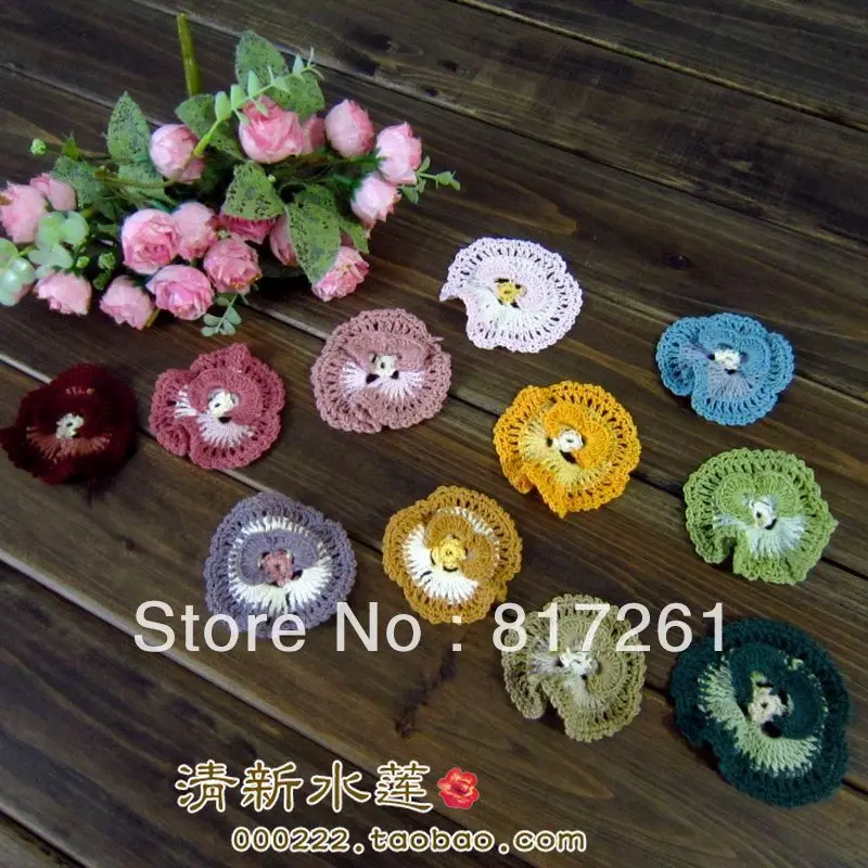 Free shipping French design handmade 10 color 20 pic 6-7 cm 3D small flower diy  multicolour cloth  accessories patches