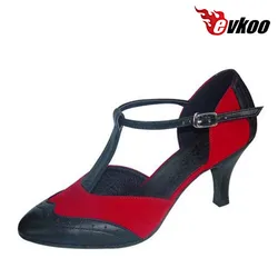 Evkoodance Genuine leather Customized Shoe 7cm Heel red and white Size US 4-12 Comfortable Womens Ballroom Dance Shoes Evkoo-043