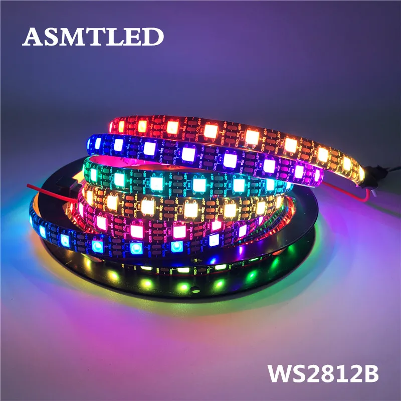 WS2812B LED Strip WS2812 IC 5V 30/60/144 leds Individually Addressable WS2811 DC12V 2811 IC RGB Smart LED Pixels Strip Black PCB