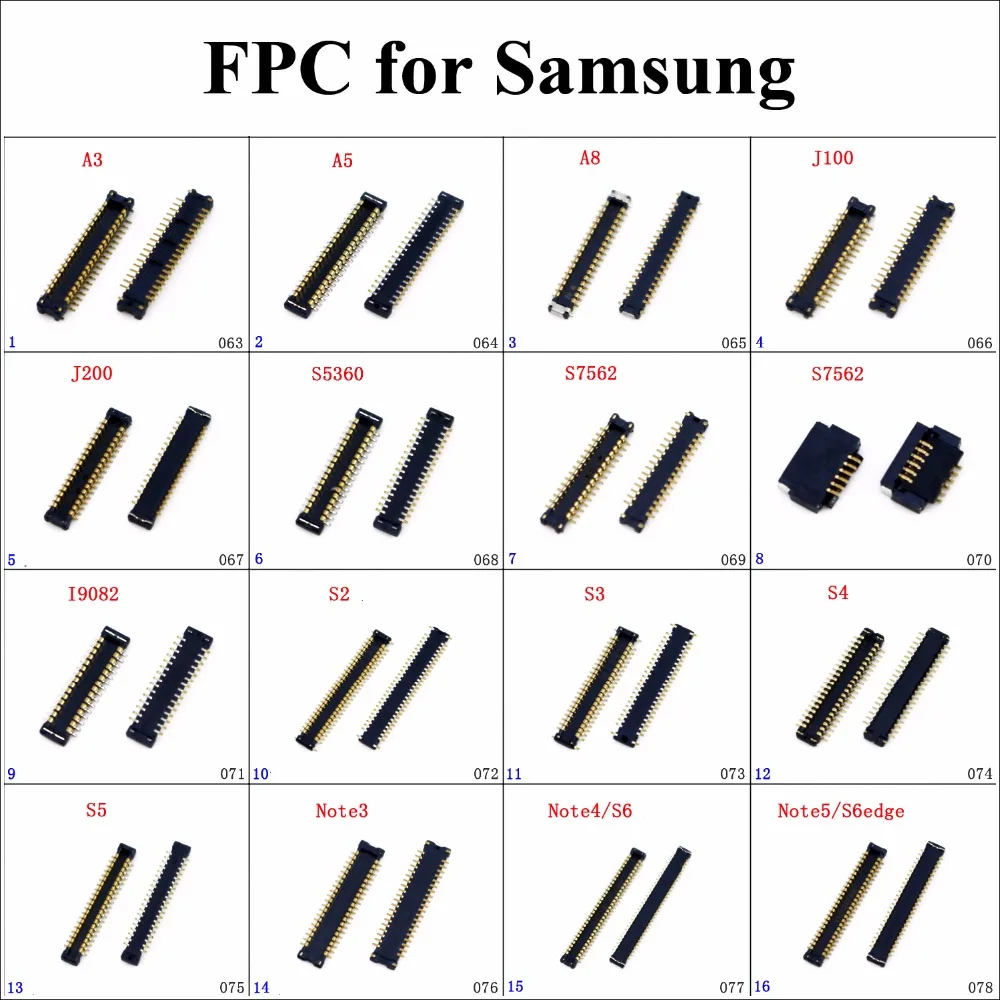 ChengHaoRan 1pc LCD Display FPC Connector For Samsung NOTE5 S6 Edge Note4 Note3 S5 S4 S5 S2 I9082 S7562 S5360 j200 j100 A8 A5 A3