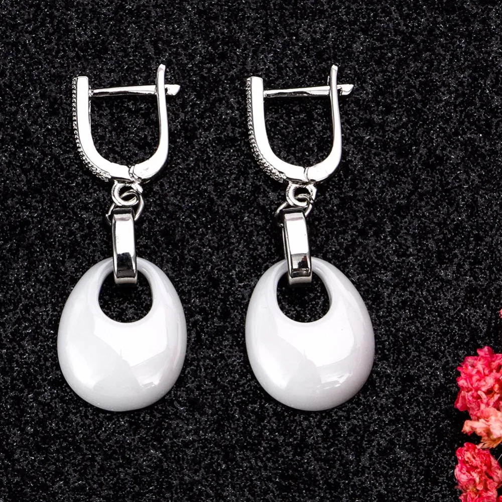 2020 Costume Jewelry Sets Black White Pink Water Drop Pendant Jewelry Earrings X Cross Rings For Women Crystal Wedding Jewelry