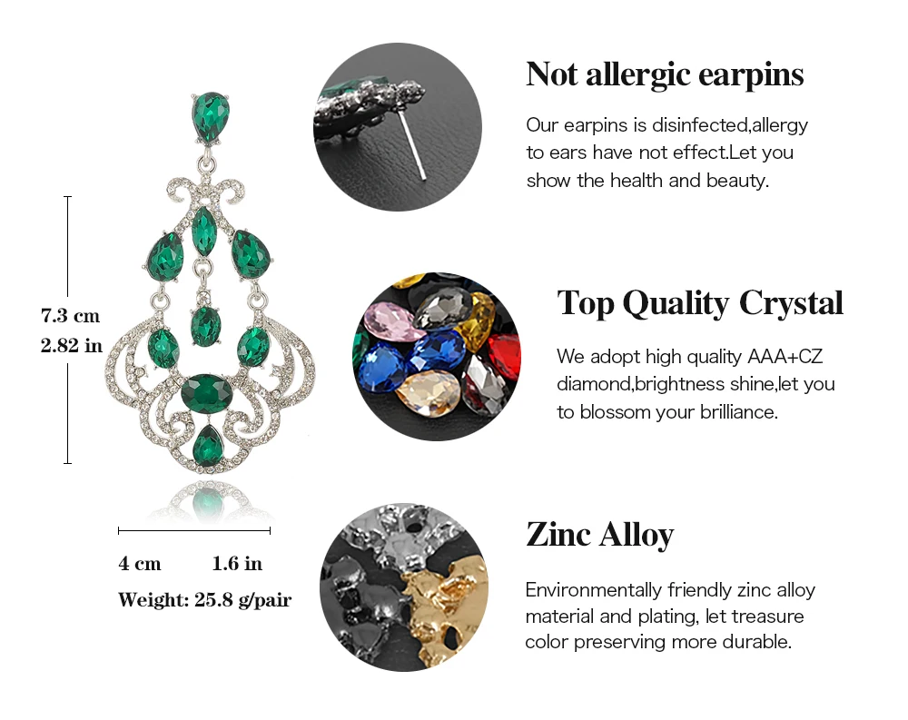 VEYO Vintage Luxurious AAA Rhinestone Drop Crystal Earrings for Women Fashion Jewelry Free shipping