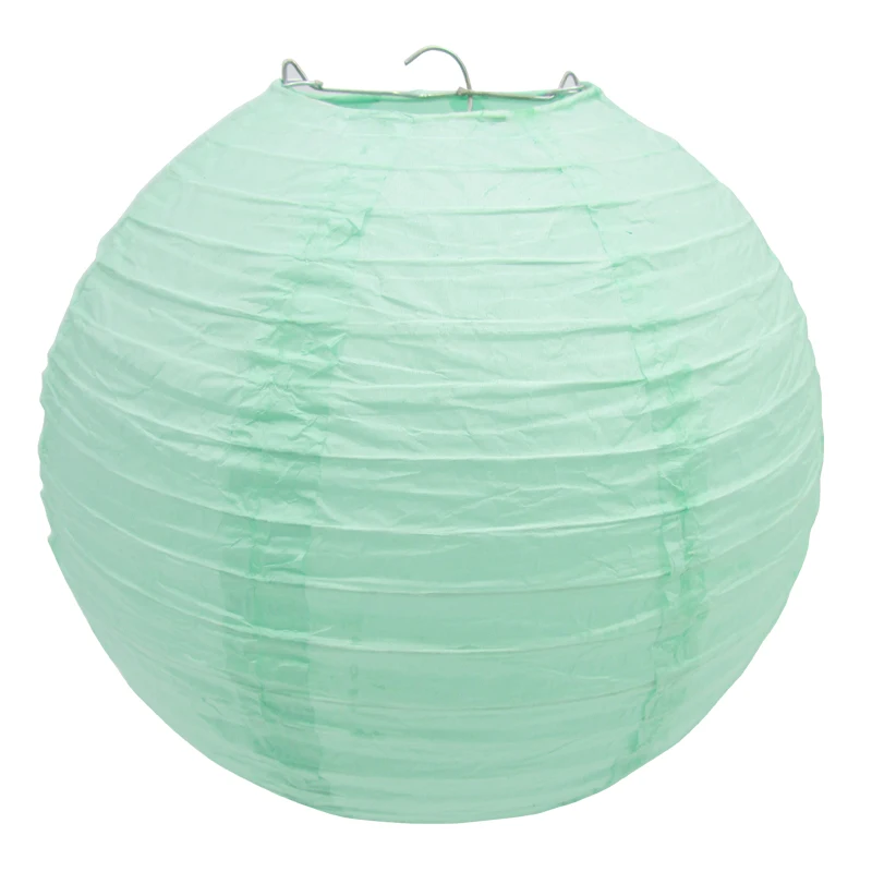 10 Pcs White & Mint Green Chinese round Paper Lanterns Wedding Party Event Decorations Hanging Lampions Boule Papier