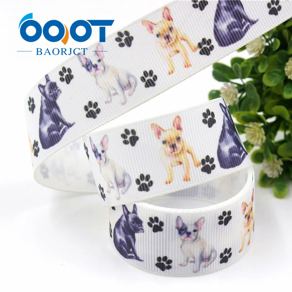 G-181013 1\'\' 25mm Pet dog Printed grosgrain ribbon 10 yards/lot DIY handmade bows gift packaging party decoration accessories