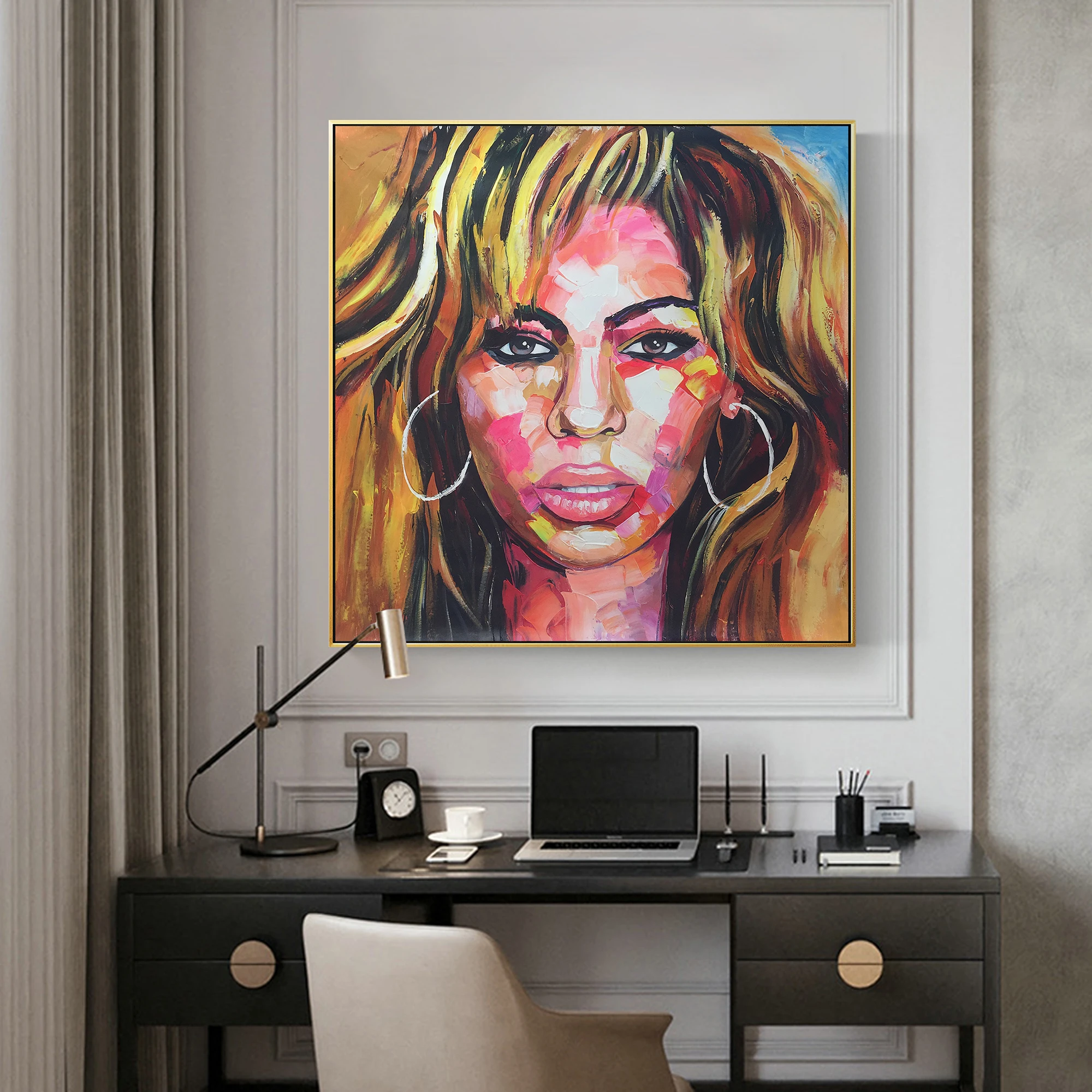 Francoise Nielly Beyonce Singer portrait canvas painting Palette knife Face Oil painting Impasto wall picture for living room