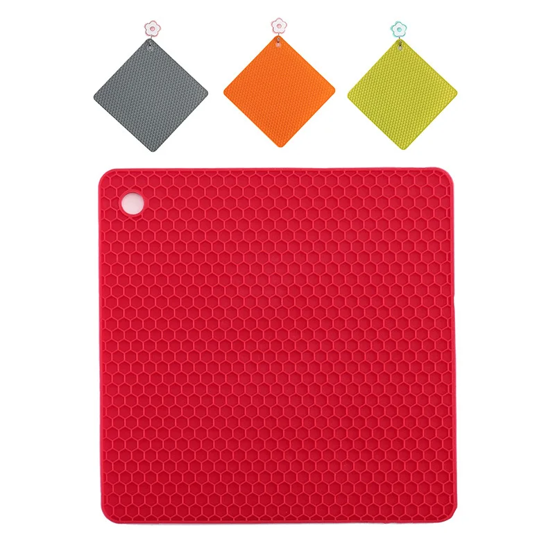 18x18x0.6cm Honeycomb Food Grade Silicone Placemat Heat-resistant Cup Pan Pat Mat for Kitchen Table Anti-slip Drink Coasters