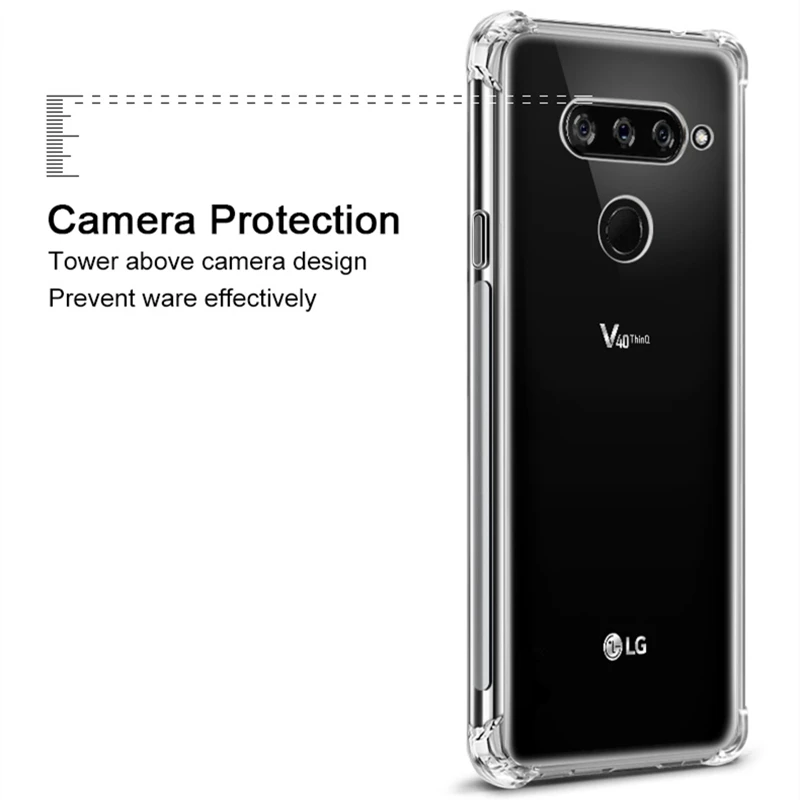 Cherie Transparent Shockproof Case For LG G6 G7 Plus Q6 Q9 Cover Clear Soft TPU Case For LG V30 V40 V20 K8 K10 2017 2018 Coque