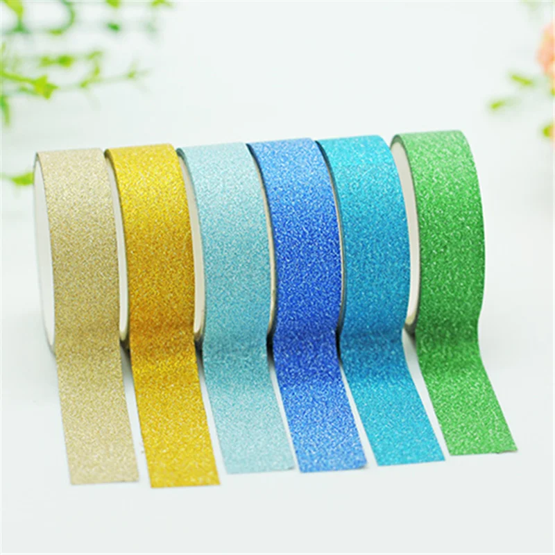 Kawaii Adhesive Silver Golden Glitter Masking Washi Tape Party Wedding Valentine Decorative Paper DIY Crafts Scrapbooking