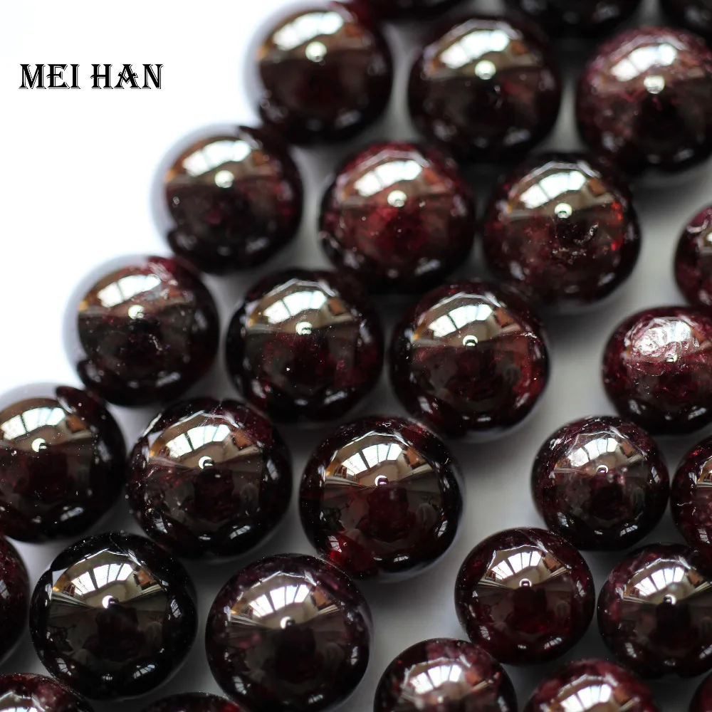 Meihan Natural Red garnet 6mm 8mm 10mm smooth round loose gemstone beads for jewelry DIY making design bracelet