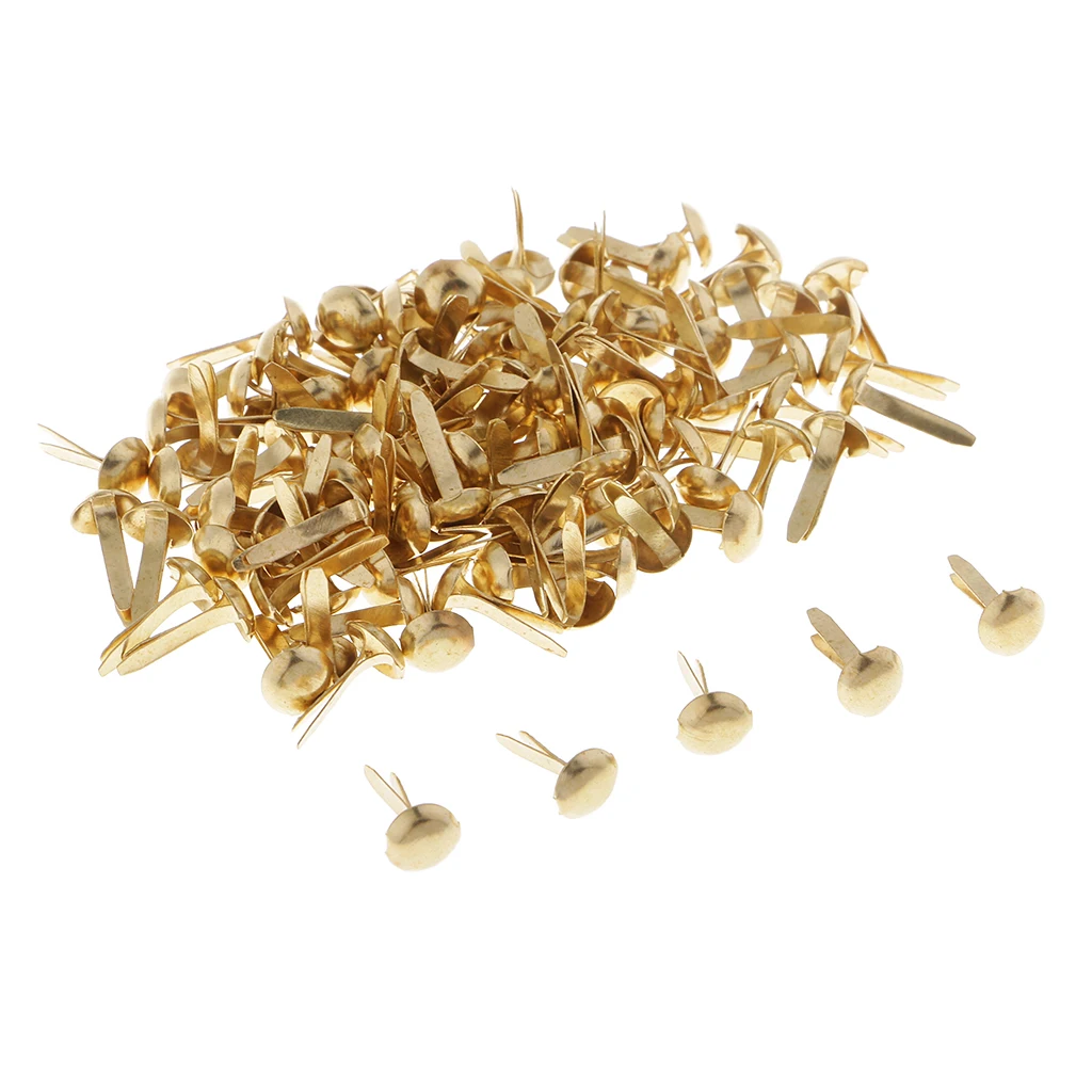 200pcs 6mm Gold Metal Split Pins Brads DIY Paper Fasteners for Scrapbooking