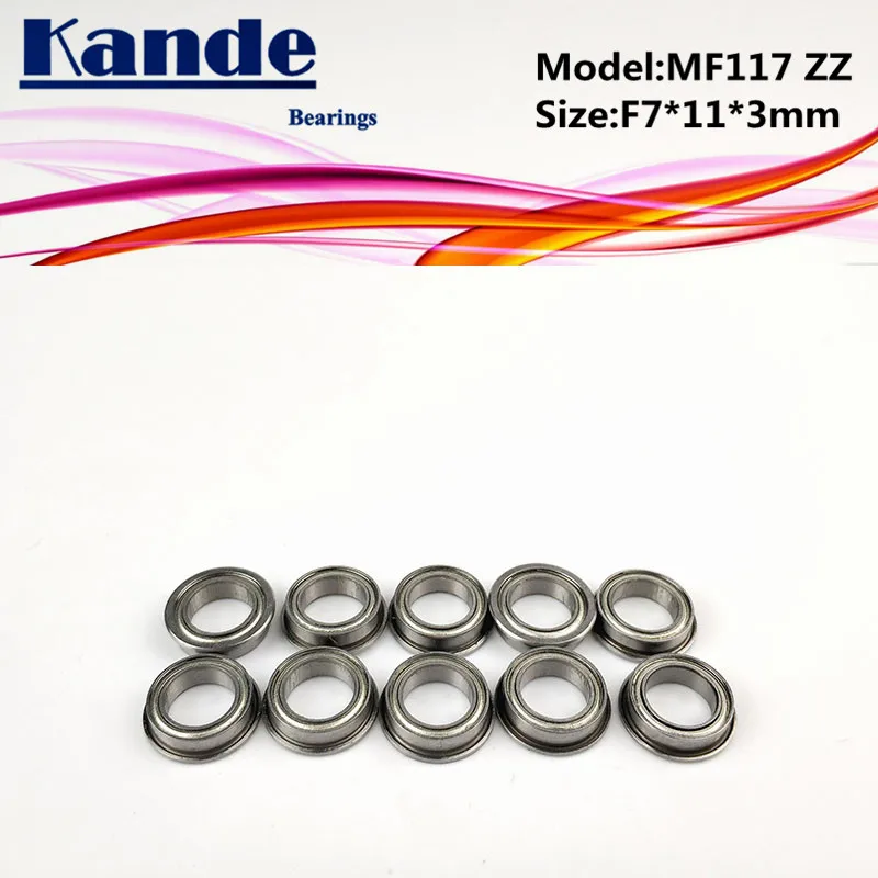 Kande Bearings 10PCS MF117ZZ MF117Z MF117 MF117 ZZ  MF117 Miniature Flange Bearing F7x11x3mm