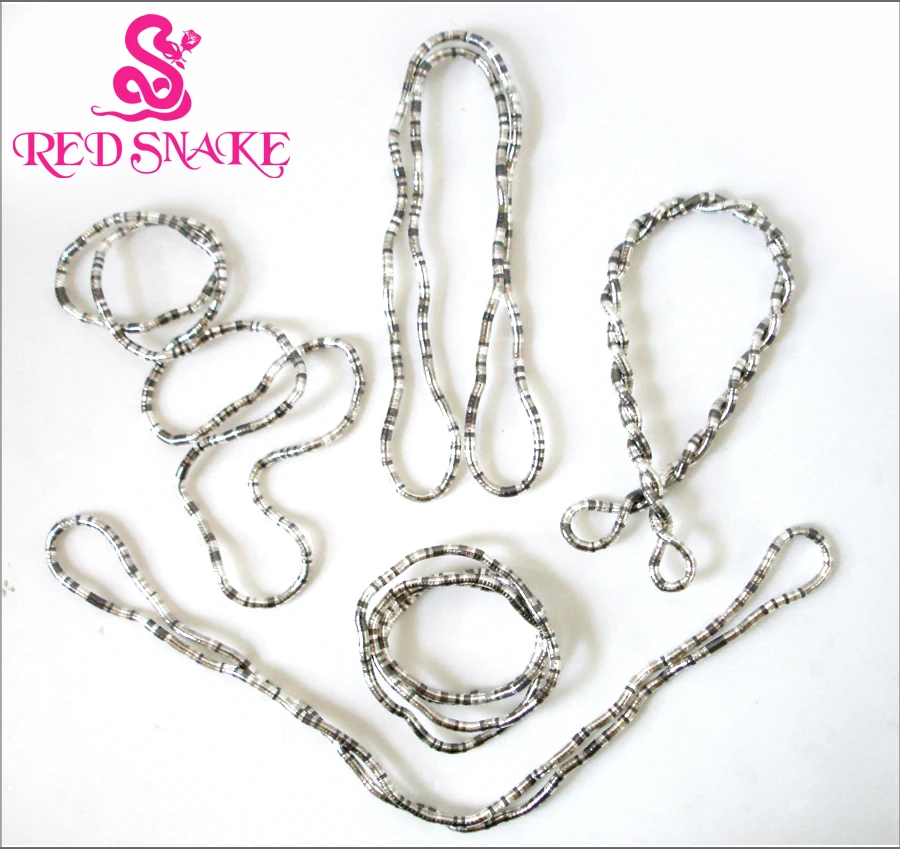 RED SNAKE 5pcs Wholesale Bendy Fashion Flexible Silver plated +Black Mixedcolor Snake Necklace 90cm*5-6mm Larger NE006