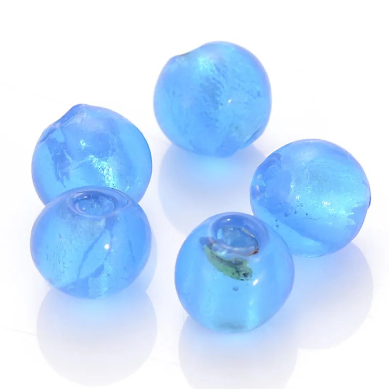 Miasol 20 Pcs/Lot 10mm Glass Chamilia beads Round Silverl Foiled Glass Lampwork Spacers Beads For Diy Jewelry Making Accessories